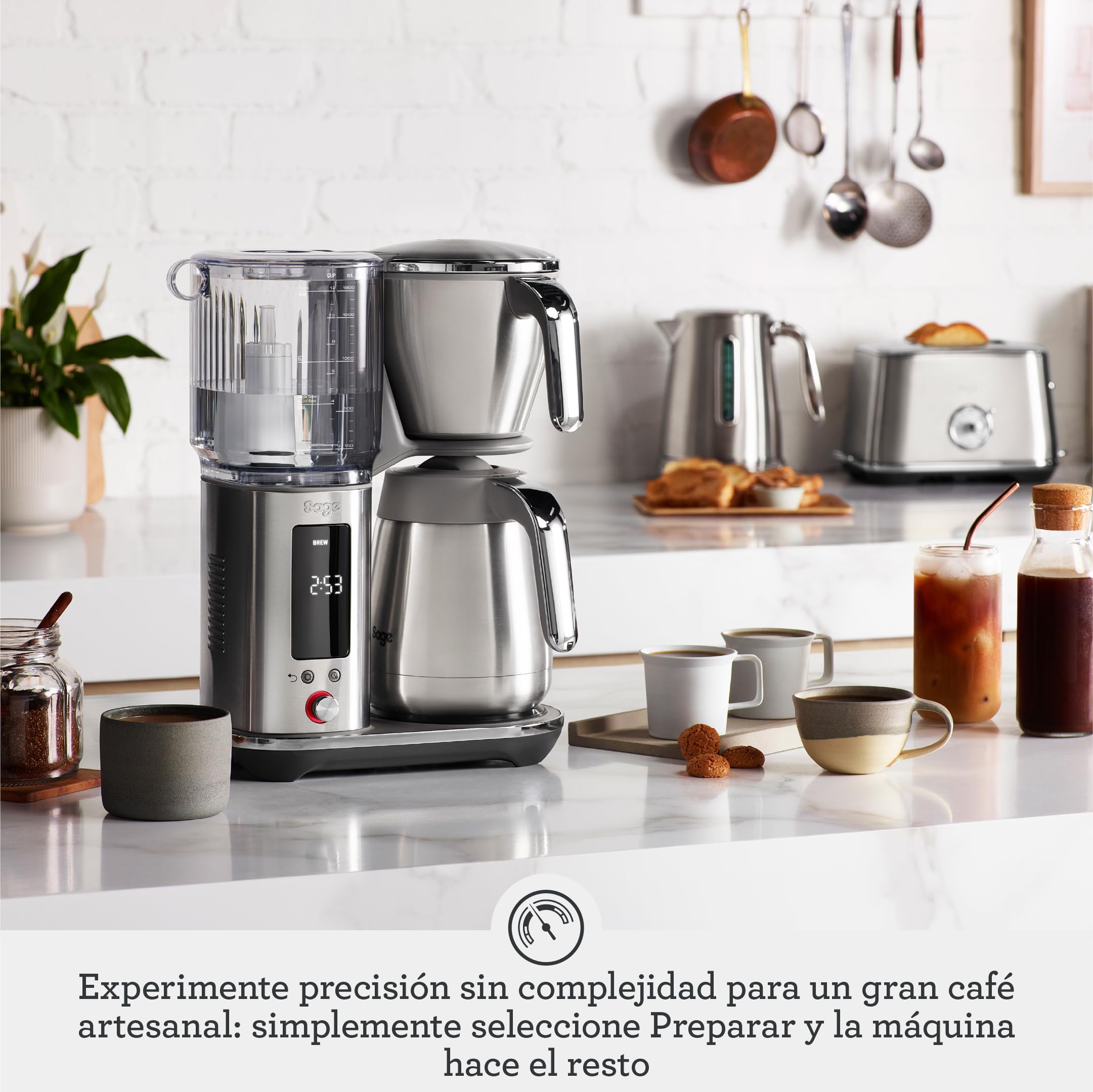 Sage - The Luxe Brewer Thermal - Precisión Con un Solo Toque, Estándar Golden Cup de la SCA (Calidad Profesional), Jarra Térmica de Doble Pared, Cold Brew y Ajustes Personalizables, 1,77 L