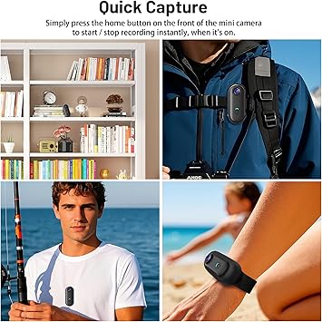 4K Mini WiFi Action Camera 32GB Thumb POV Portable Body Cam Wearable Video Recorder with IPX7 Waterproof Underwater Camcorder, Helmet Mount, Magnetic Sport DV for Bike Cycling, Pet, Vlogging(Black)