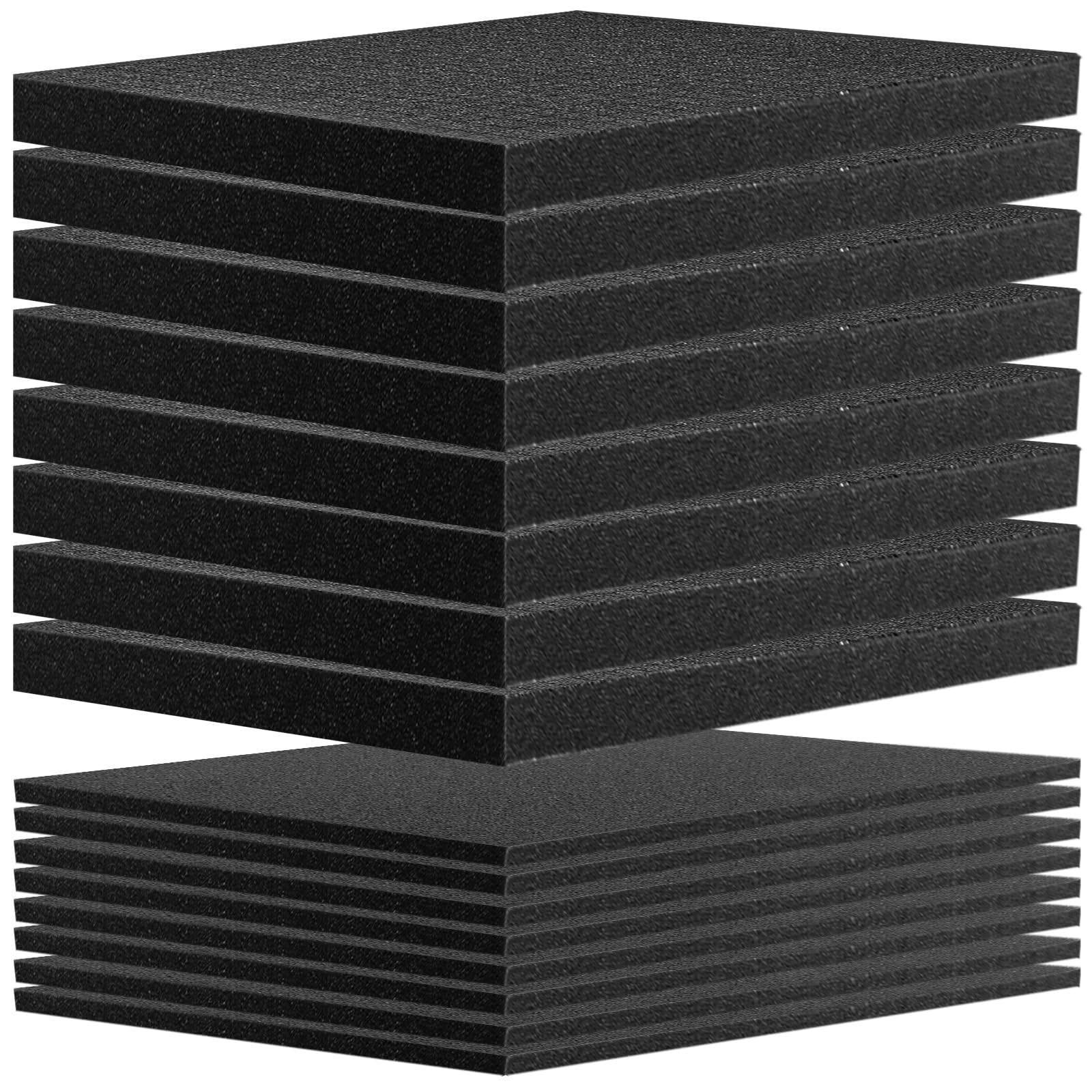 Espuma de cubo, 8 unidades de 300 x 300 x 25 mm/8 unidades de 300 x 300 x 10 mm, espuma cuadriculada de color negro, herramienta de inserción de espuma