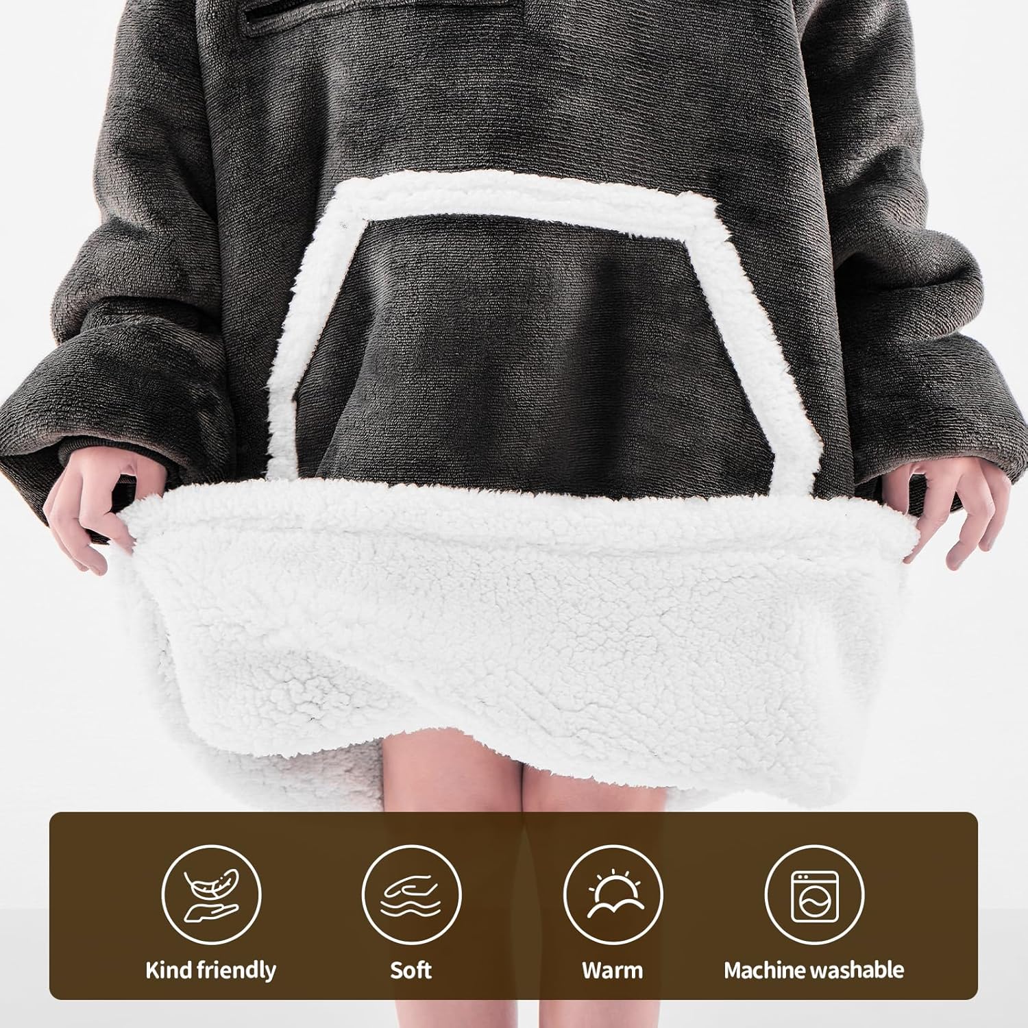 IFNOW Wearable Blanket Hoodie For Kids, Blanket Hoodie For Kids With Hood And Pockets, Girls Oversized Blankets Gift for Boys - Image 5