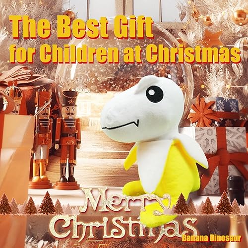 Miniatura 4 de Sumincute Peluche de dinosaurio de peluche de 10.2 pulgadas, animal de peluche T-Rex, lindo animal de peluche de frutas, plátano, tiranosaurio,