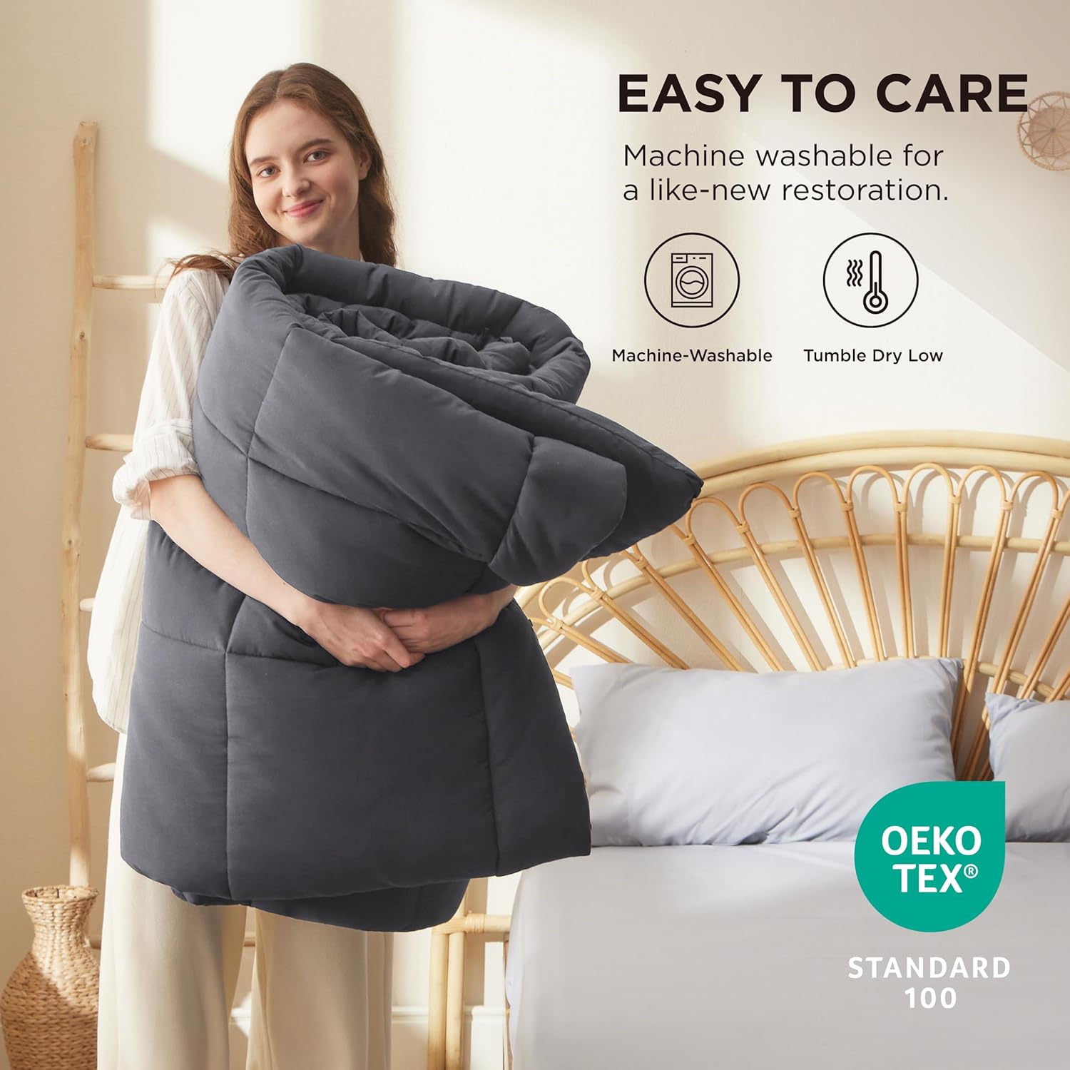 Bedsure Bundle 2PK Queen Adjustable Pillows & Queen Duvet Insert