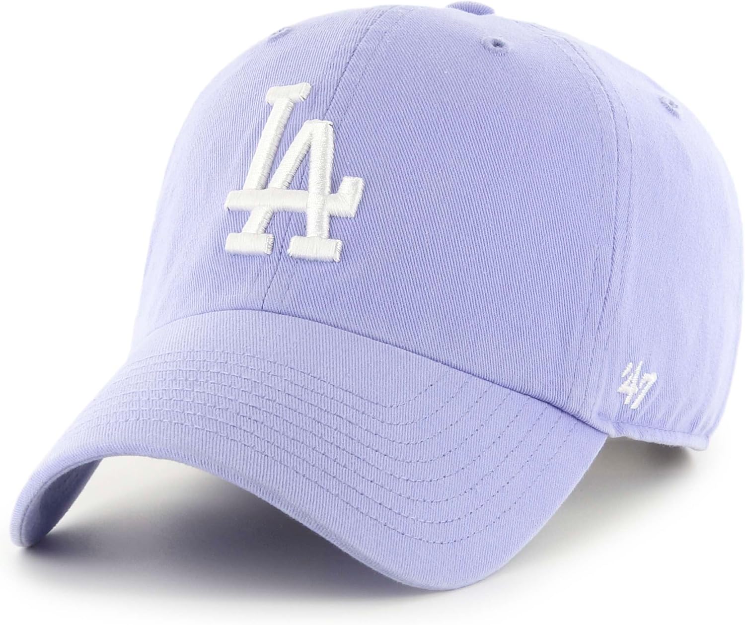 47 Los Angeles Dodgers Hat Mens Womens Clean Up Adjustable Cap, Lavender/Light Purple