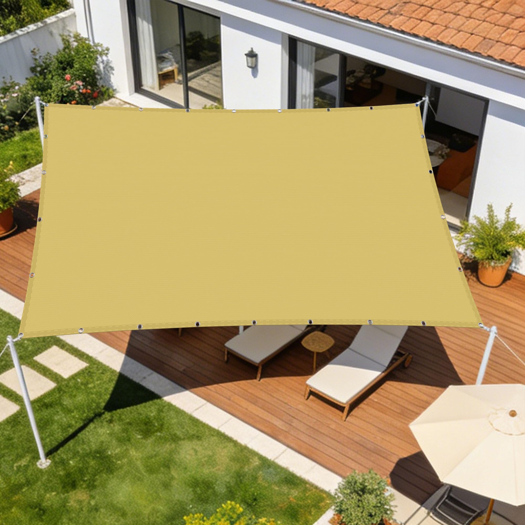 Voile solaire imperméable 180x400cm protection pluie et UV jaune sable