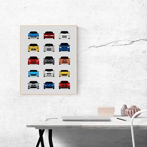 Miniatura 3 de Custom Car Posters Póster hecho a mano compatible con Subaru Evolution Print Wall Art Décor Best of Subaru Generations, multicolor, 8 x 10 pulgadas