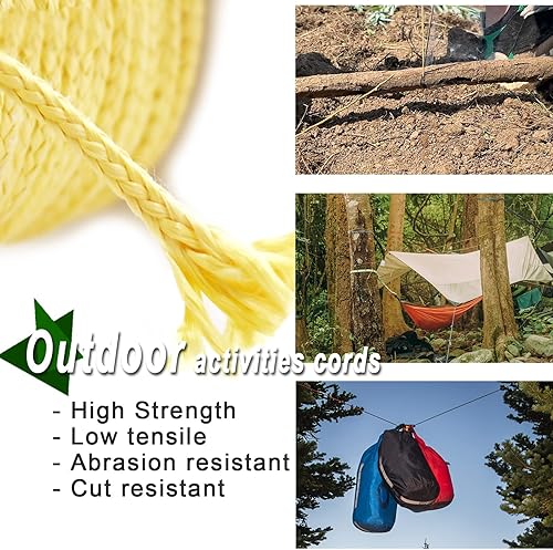 Miniatura 2 de 9KM DWLIFE Cordón trenzado de Kevlar, 45kg~907kg, alta resistencia a la tracción, resistente a la abrasión, retardante de llama, cuerda
