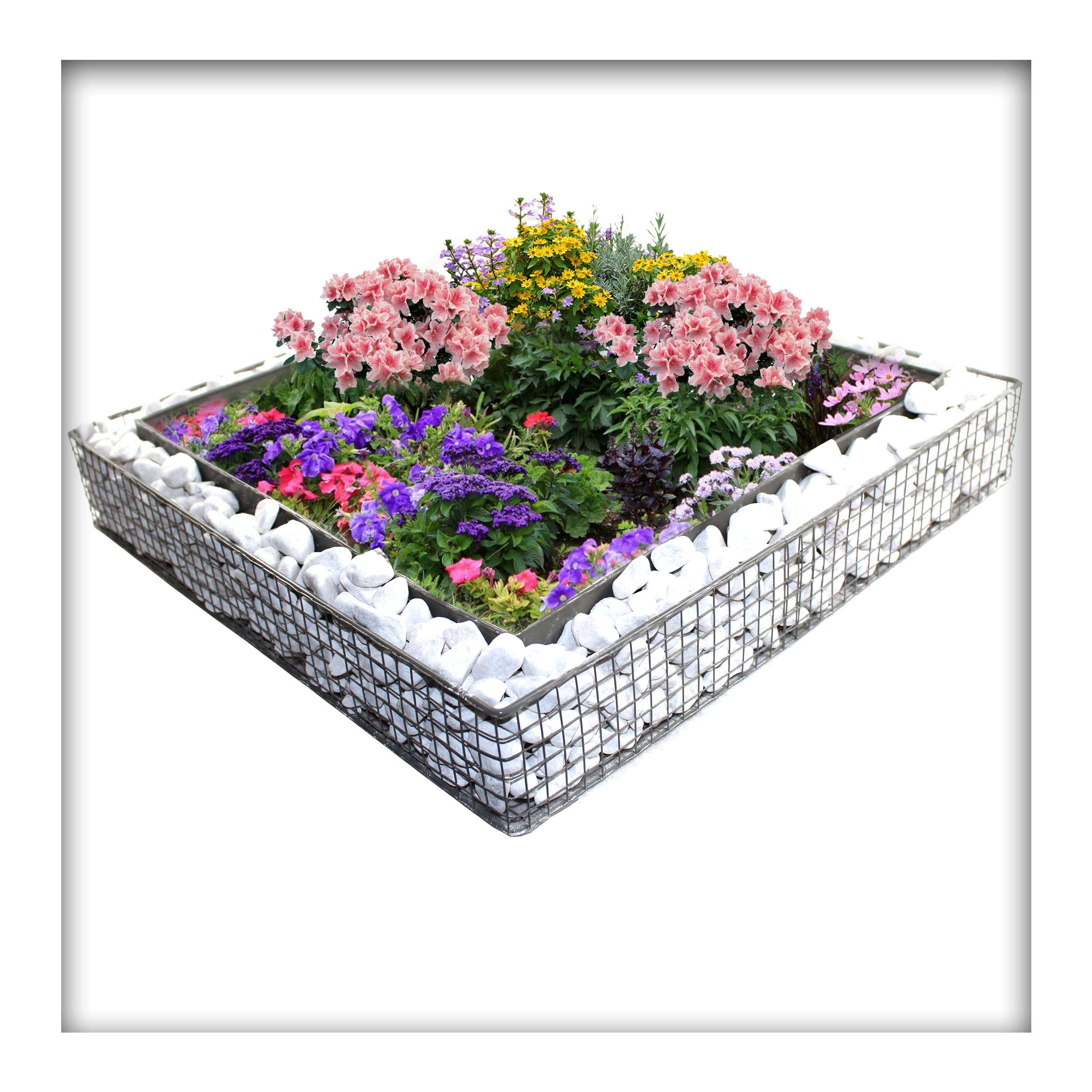 Kieskönig Pflanzschale Quadrat-Gitter Garten Grabschmuck Grabgestaltung Friedhof 50x50x8 Garten
