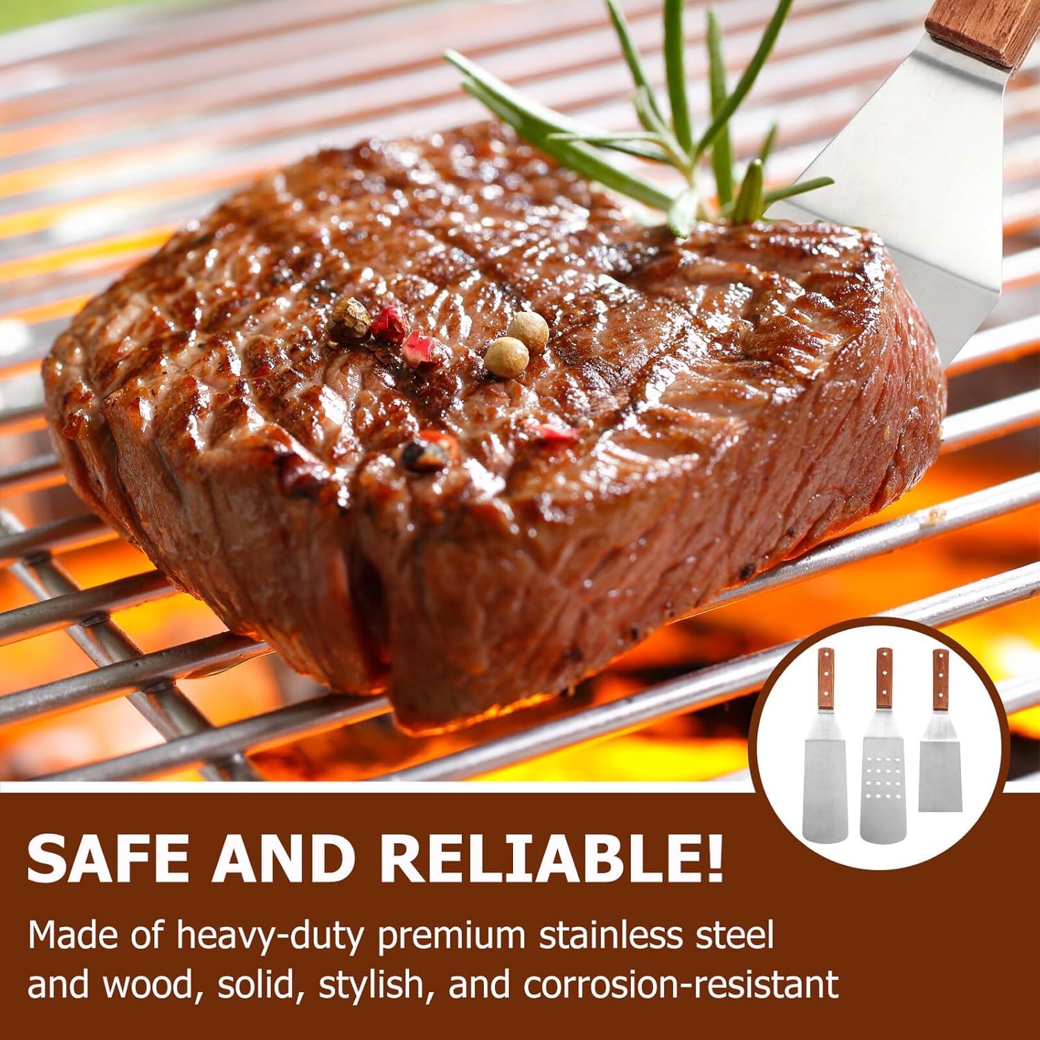 DOITOOL Stainless Steel BBQ Tool Set with Handles Outdoor Barbecue Utensils Kit for Grilling and Home Cooking Stainless Utensils for Versatile Outdoor Cooking Accessories