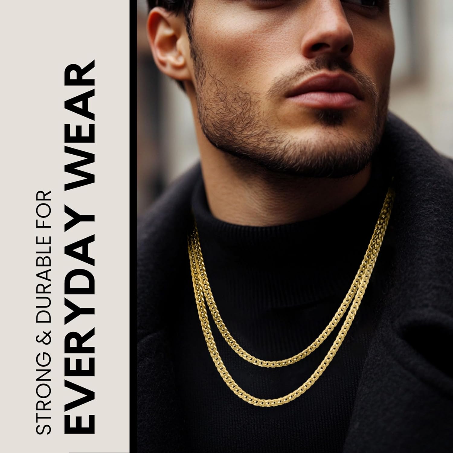 KISPER Gold Chain for Men - 925 Sterling Silver Gold Plated Necklace for Men, Solid Diamond-Cut 5mm Curb Cuban Link Chain, Italian Mens Gold Chain with Lobster Clasp - Made in Italy - Image 4