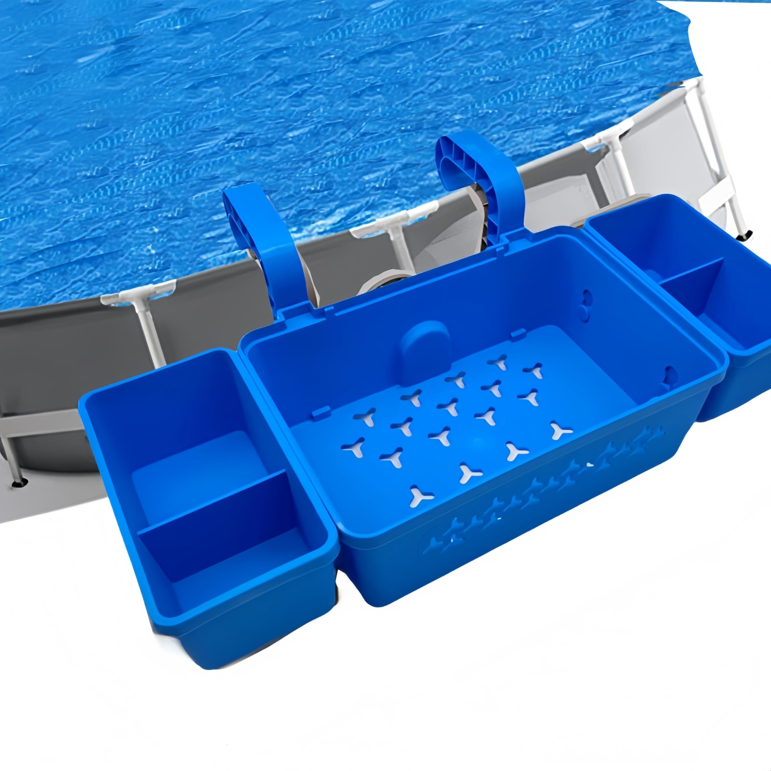 Cestino A Bordo Piscina 42x21x13 Cm Cesto Portaoggetti Per Piscina Fuori Terra Vassoio Portaoggetti A Bordo Piscina Realizzato Per Prestazioni Di Lunga Durata, È Facile Da Smontare (blu)