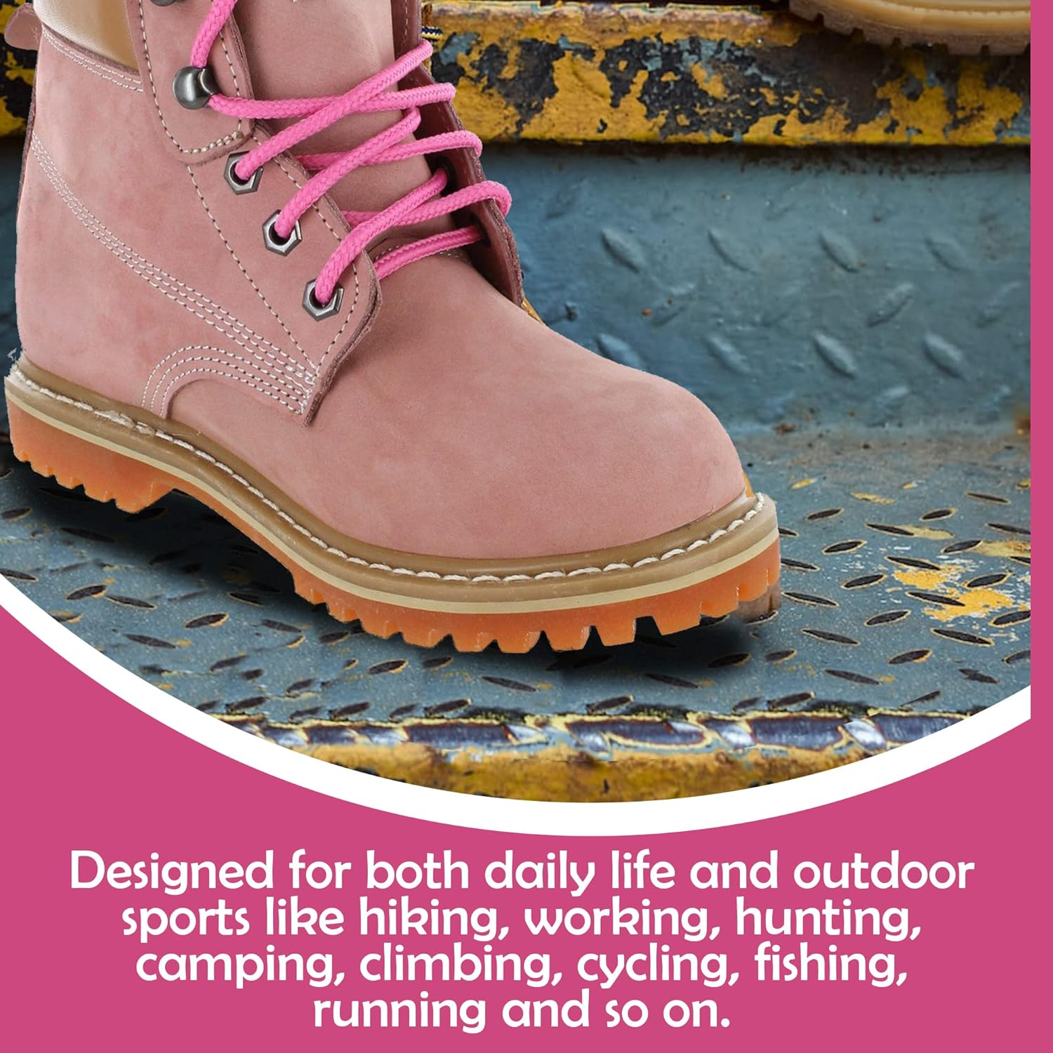 Women’s Work Boots | Waterproof Leather Work Boots for Women | Oil & Slip-Resistant Soft Toe Boots for Women | Premium Nubuck Leather | Lightweight and Comfortable | Pink Leather - 10.5M