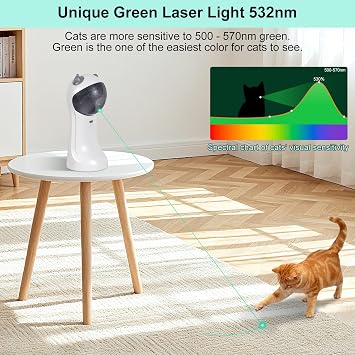TBTeek Cat Toy, Green Light, Automatic Motion-Activated, 5 Fun Patterns, 4 Speed Modes, Adjustable Light Angles, Random Rotating Trajectory, Rechargeable