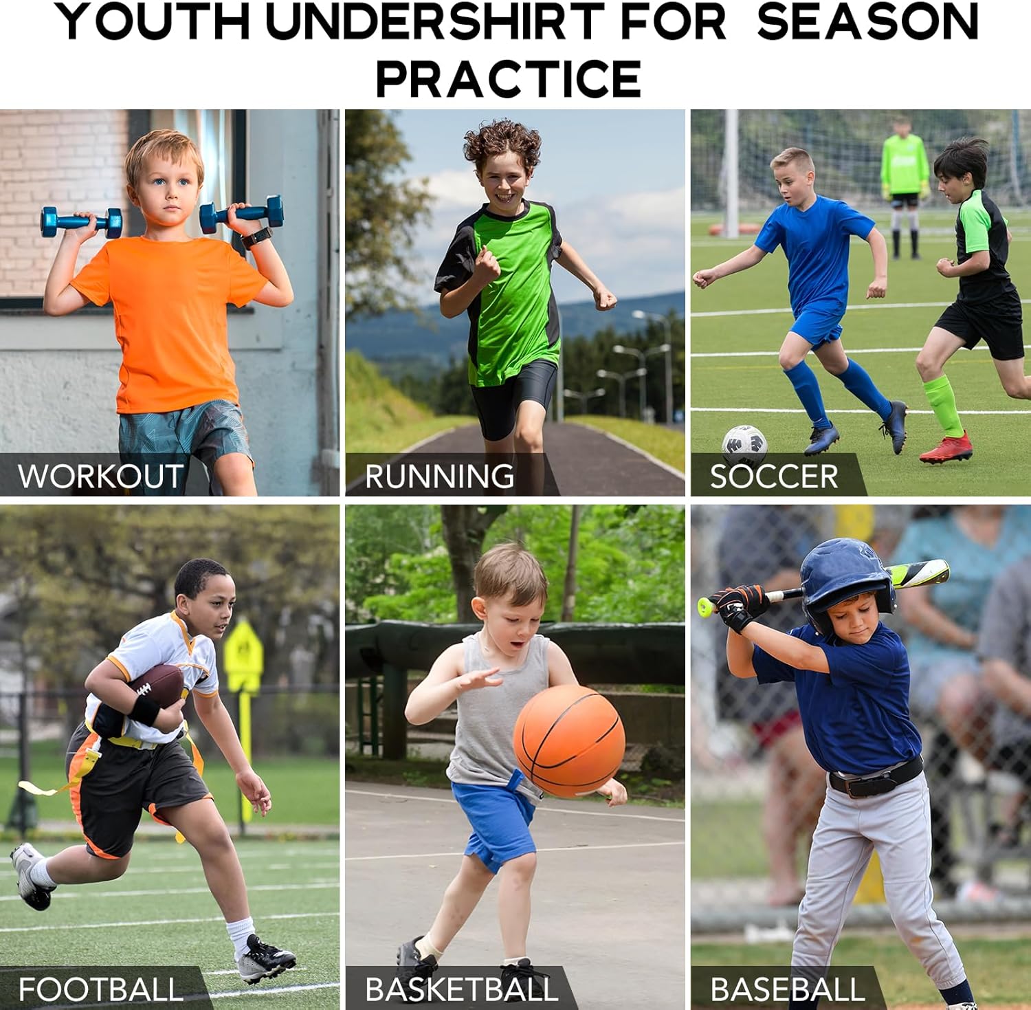 Youth Boys Sleeveless Compression Shirt Basketball Football Undershirt Quick Dry Kids Athletic Tank Tops for Workout - Image 7
