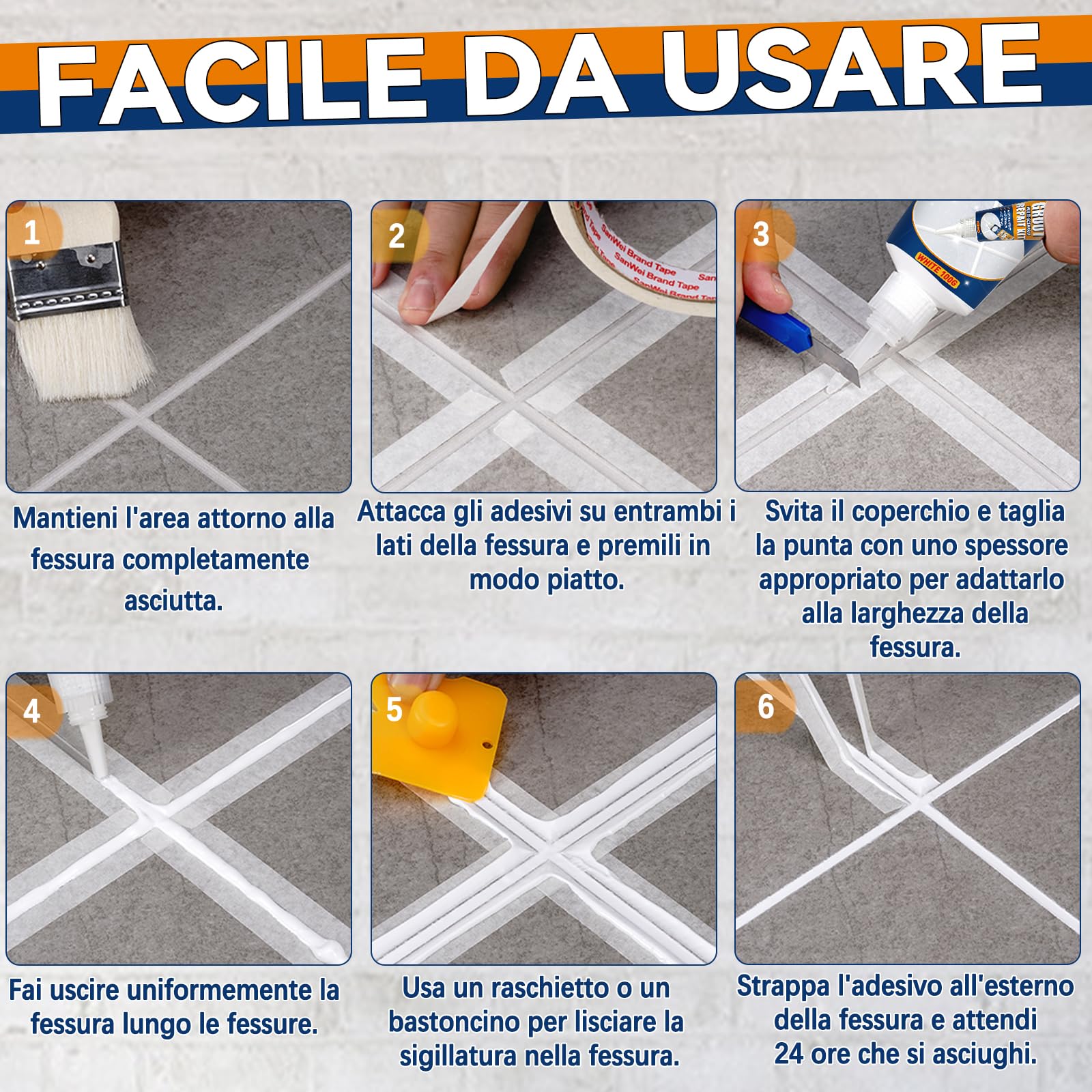 Riparazione Fughe Piastrelle, Kit Ad Asciugatura Rapida Riparazione Fughes Piastrelles, Ripristino Fughe Piastrelle Bagno Doccia Cucina Pavimento Piastrelles Vernice (Bianco, 200G)