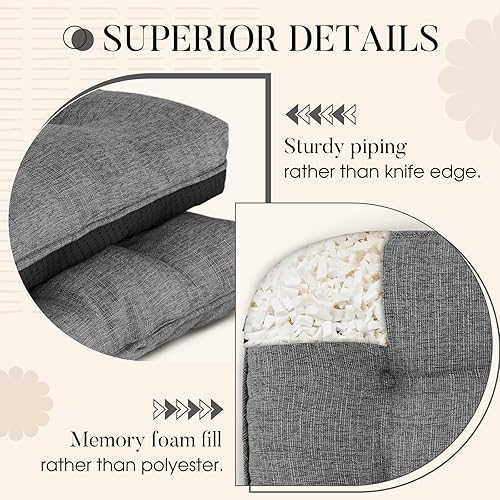 Miniatura 6 de Basic Beyond Juego de 2 cojines para mecedoras de porche para sillas mecedoras de madera para exteriores con acolchado grueso, cojín de respaldo con