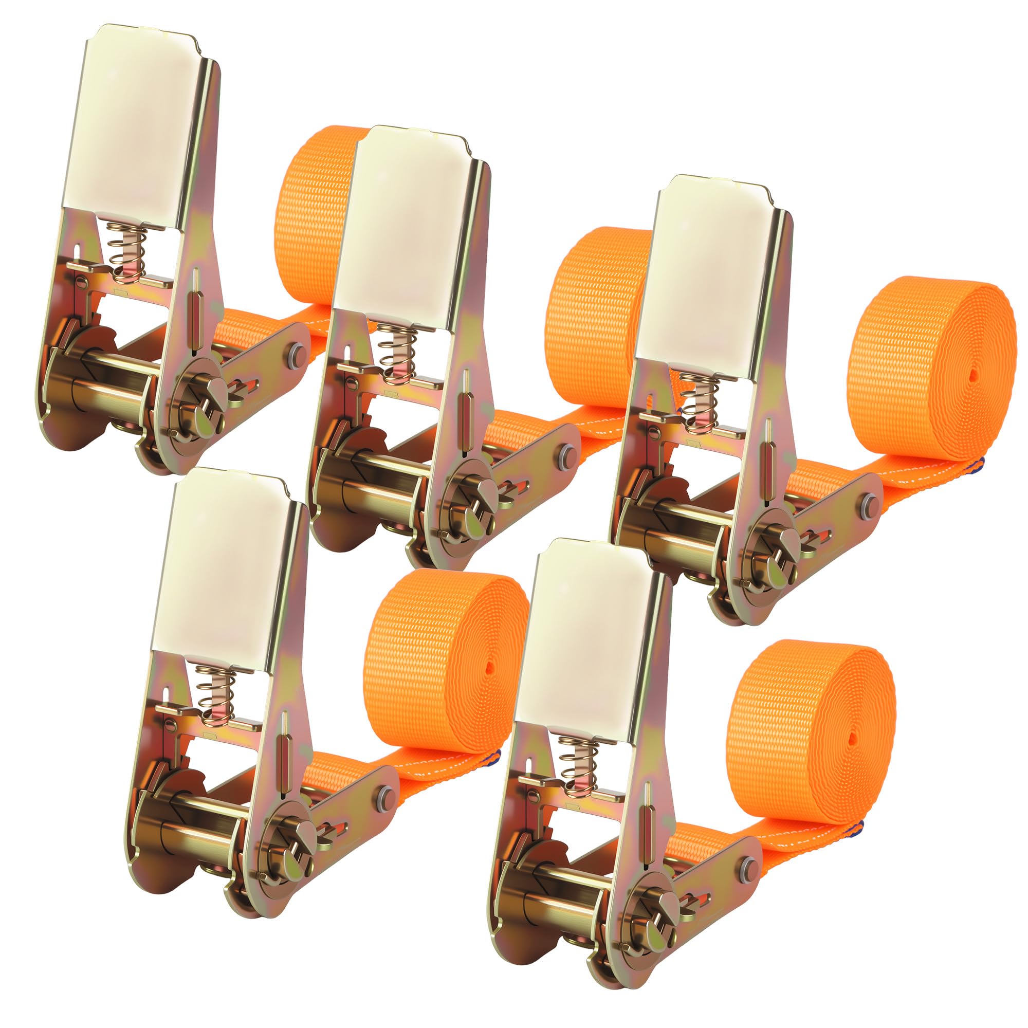 5 Stück Spanngurte mit Ratsche, Zurrgurt, Orange Spanngurte 25mmx2m mit 800kg Tragkraft Verstellbarer Ratschengurt Set,Für Fahrräder,Trolleys,Motorrad Gepäck,nach DIN EN 12195-2 (Orange, 25mmx2m)