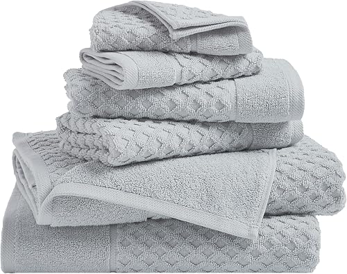 Miniatura 1 de Great Bay Home - Juego de toallas de baño y para cara, 100% algodón, 2toallas de baño, 2toallas de mano y 2toallas de cara, secado rápido, colección