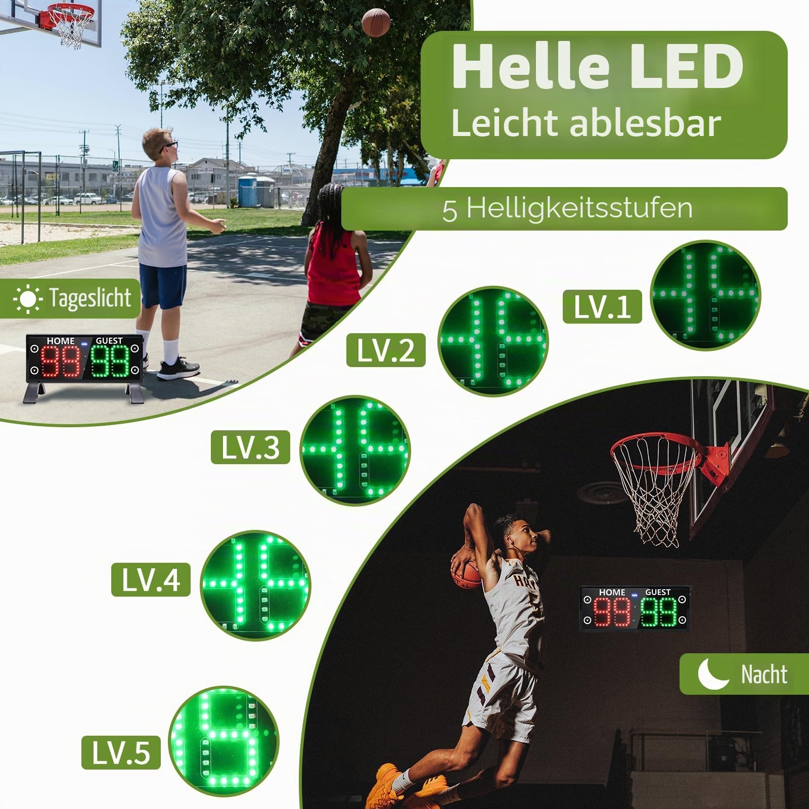 YZ 3-Zoll Digital Anzeigetafel, Helles Touchscreen Scoreboard, Tragbares Elektronisches Scoreboard mit Fernbedienung, Outdoor Sport Punktezähler für Fußball, Basketball & Verein