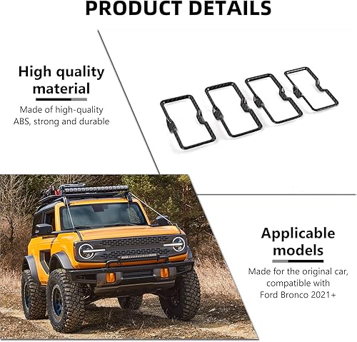 Vista 22 de Bronco - Cubierta de anillo de ventilación de salida de aire acondicionado, 4 piezas de cubierta de anillo de ventilación de CA para consola central