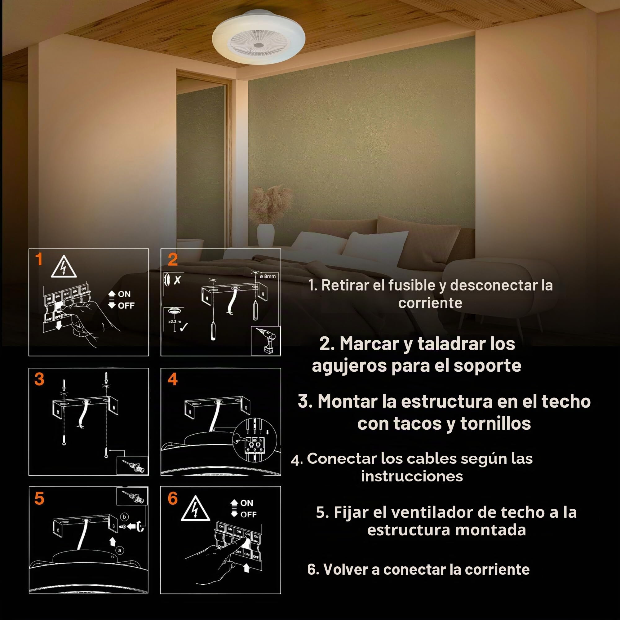 OSRAM Ventilador SMART+ WiFi con lámpara LED blanca | SMART+ Wifi Ceiling Fan LED, Indoor Wall Lighting, Blanco, 30000 h, Paquete de 1