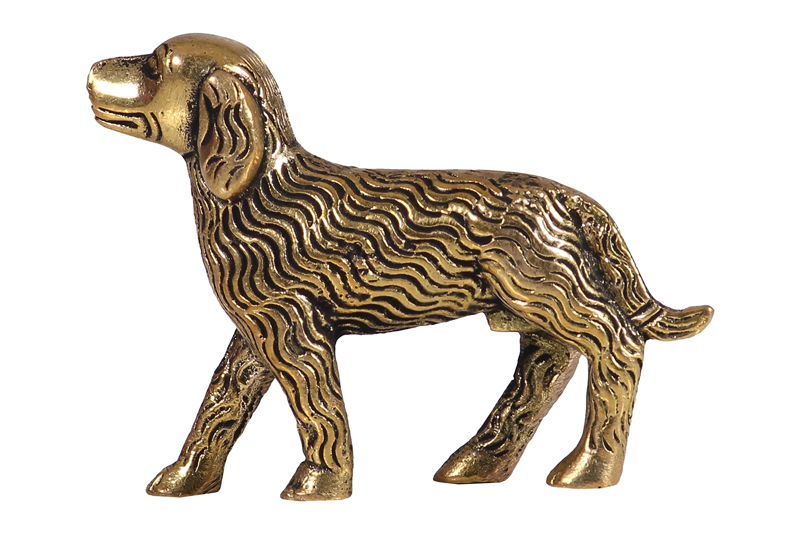 KALARAMBHBHARAT HAAT Brass Dog Small Home Office Room Handicraft Table Decor Art Showpiece Brings Prosperity | Yellow – 1.9 x 2.5 x 0.5 Inch (H x L x W)