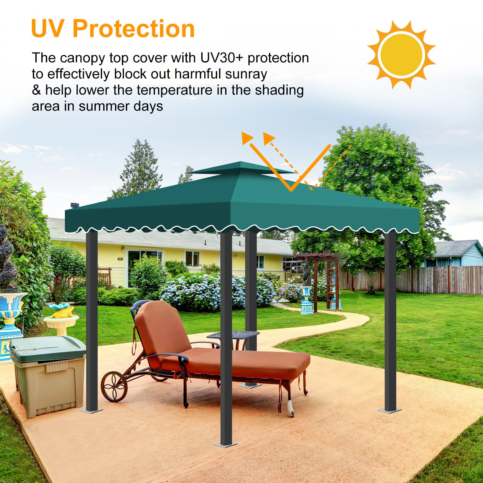 Toldos Pergola Recambio 3x3M, Techo Carpa de Repuesto para Cenador de Jardín con Ventilación, 2 Niveles Cubierta de Repuesto para Pergolas de Jardin Exteriores para Camping, Playa, Barbacoa Gazebo