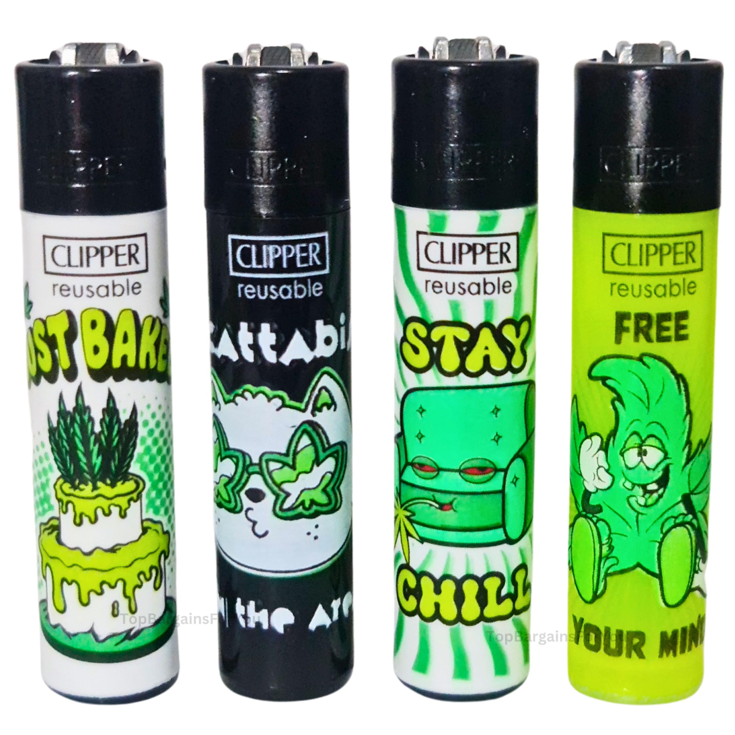 4 x Clipper Lighter Set Gas Refillable Windproof Lighters Standarad Size Replaceable Flint Rare Limited Edition (Planet Flowers 1) — view 7