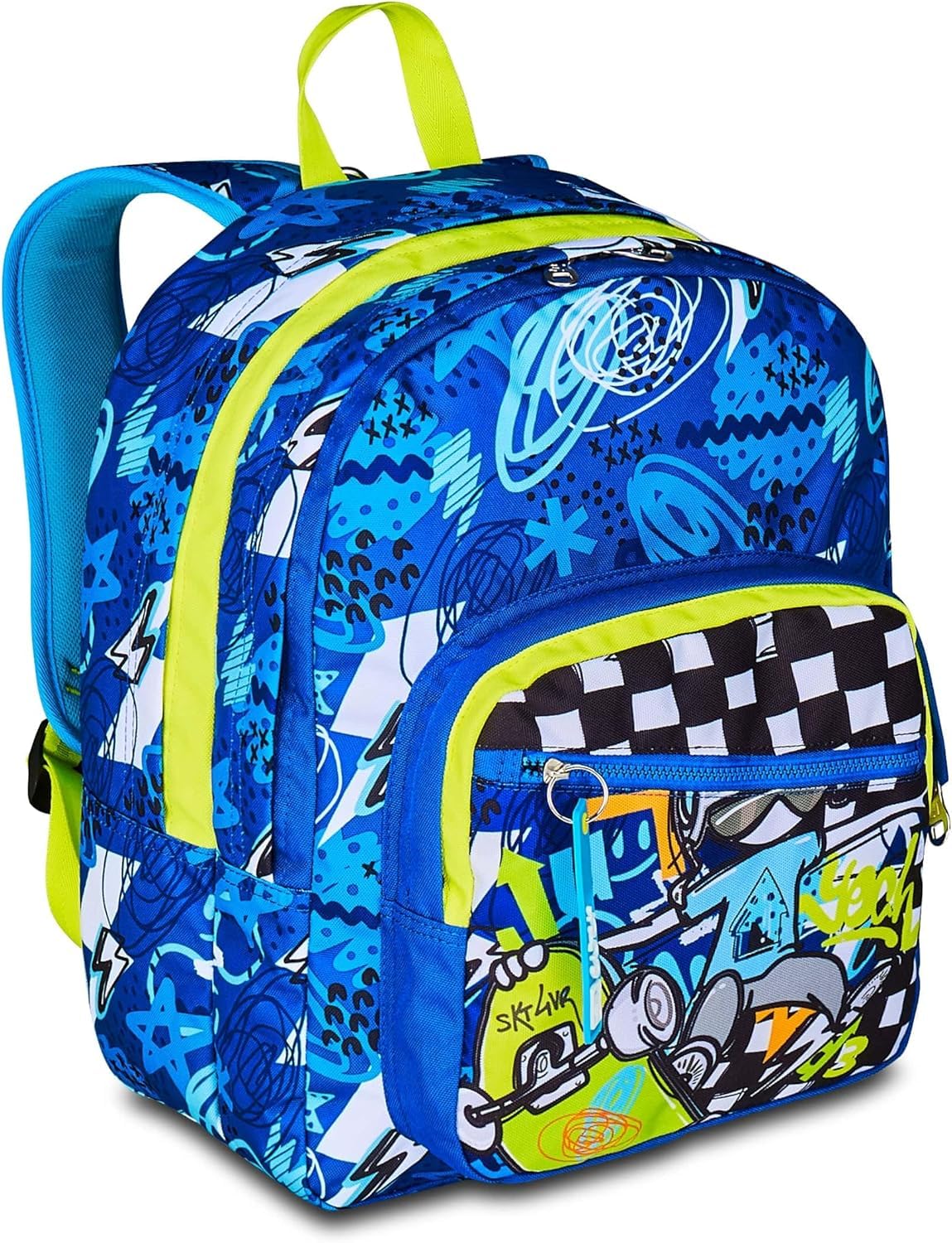 Generico Zaino Scuola Doppio Scomparto Sj Ever Skate Boy CON ASTUCCIO 3 ZIP COMPLETO DI COLORI