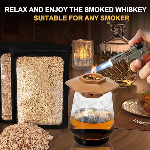 Miniatura 3 de Chips de madera ahumada con sabores de nogal, chips de ahumador de cóctel para whisky, pistola de ahumar, bolsa de 5.29 onzas