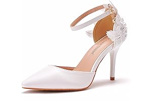 Crystal Queen, Regal Lace and Pearl Pumps, White