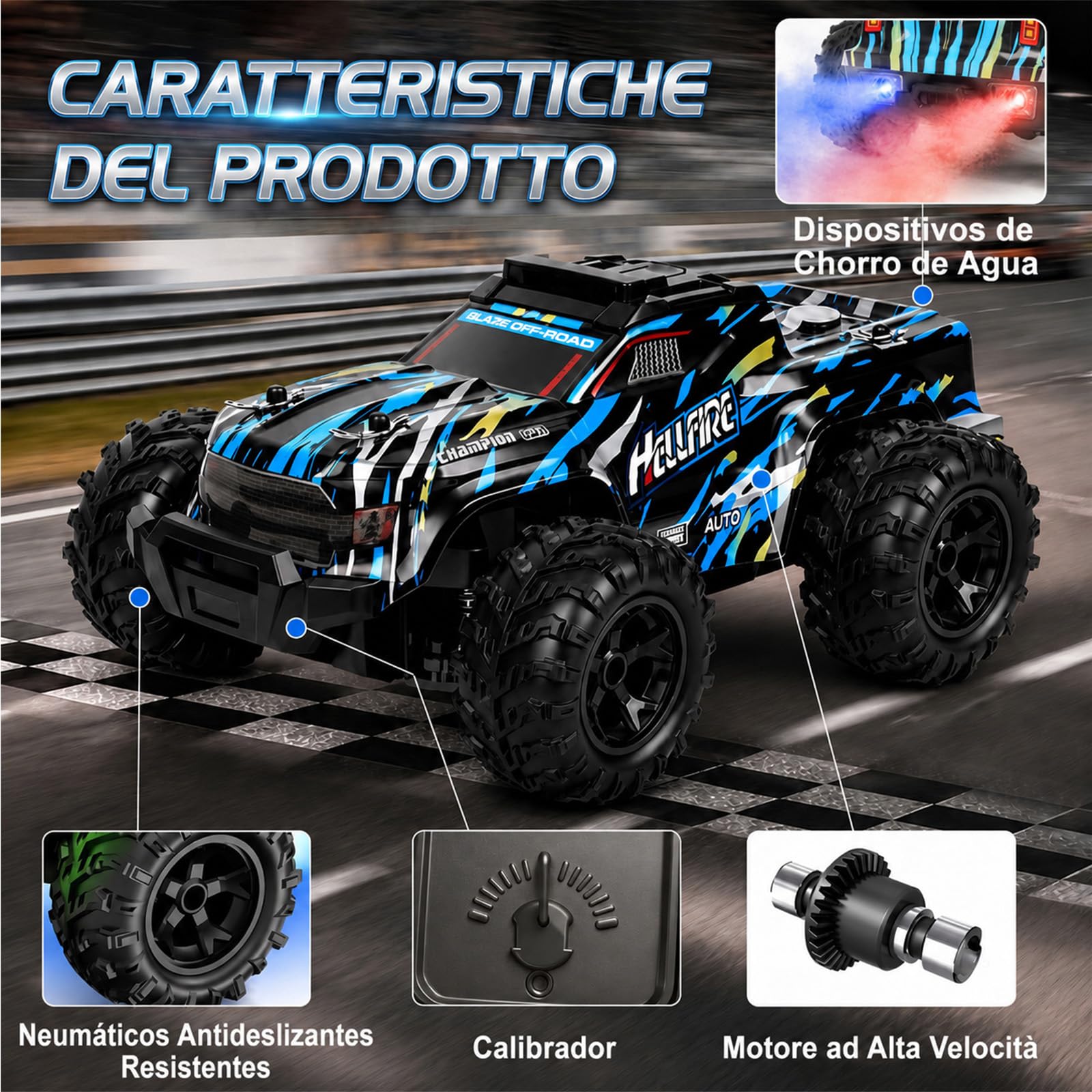 Coche Teledirigido RC 1:18 Todoterreno RC Coche de Juguete Coche Juguete para niños 5+ Exterior para niños 22KM/H