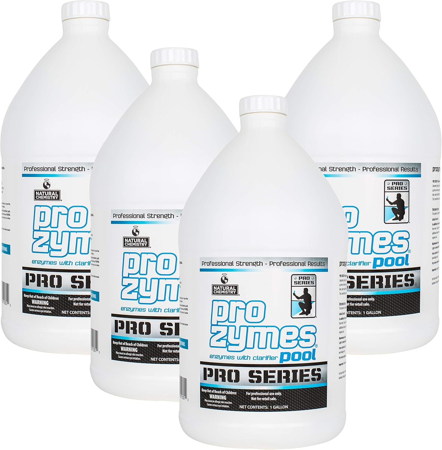 Natural Chemistry Pro Series Pool ProZymes, 1 Gallon, Pack of 4, Reduces Contamination Buildup, Protects Pool from Water Cloudiness and Scumlines