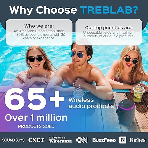 Miniatura 4 de TREBLAB HD-Energy-Pro Altavoces inalámbricos para exteriores con Bluetooth - Audio inmersivo de 40 W, IPX6 impermeable, batería de 18 horas, luz