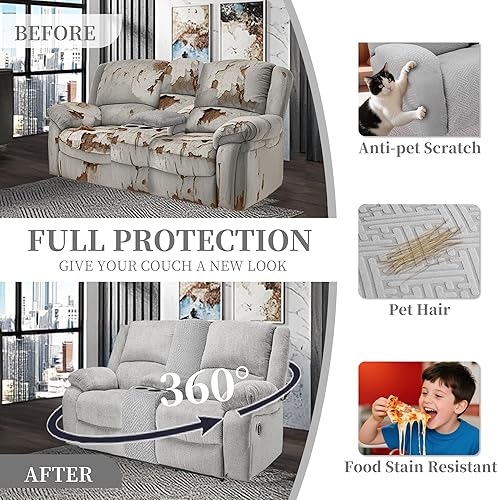 Miniatura 61 de Fundas 100% impermeables para sofá reclinable seccional, fundas para sofá reclinable en forma de L, funda para sofá seccional de esquina en forma de