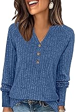 Womens Sweaters Fashion Long Sleeve Shirts V Neck Pullover Trendy Casual Loose Fit Sweatshirt