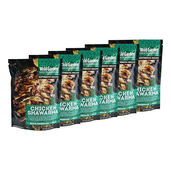 Wild Garden Ready-To-Use Marinade, Chicken Shawarma Seasoning, 100% All Natural, No Additives, No Preservatives, Bold, Flavorful, Perfect for Chicken, Grilling! 6 pack 1