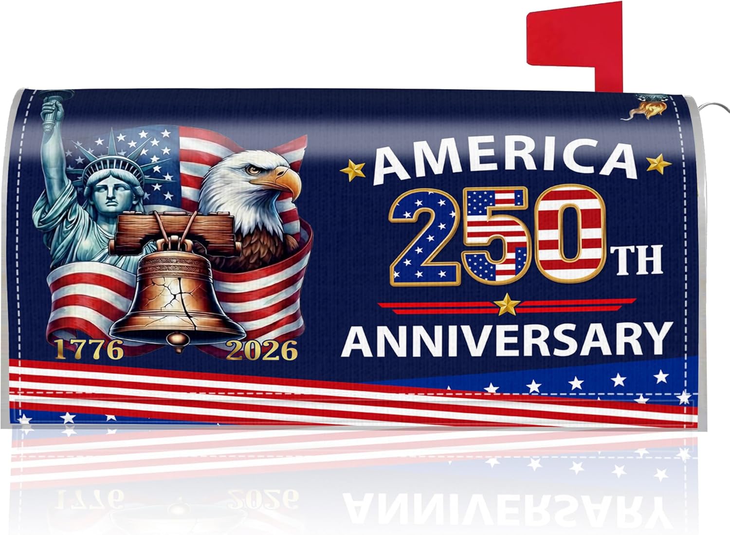 250th Anniversary USA Mailbox Covers Magnetic Standard Size, America Liberty Bell Bald Eagle Mail Box Cover, 1776–2026 Patriotic Anniversary Outdoor Garden Yard Decor