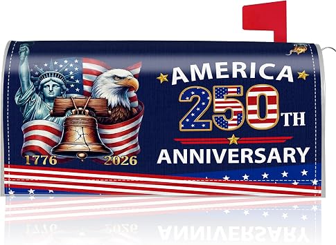 250th Anniversary USA Mailbox Covers Magnetic Standard Size, America Liberty Bell Bald Eagle Mail Box Cover, 17762026 Patriotic Anniversary Outdoor Garden Yard Decor