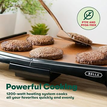 bella 10x16 Ceramic Non-Toxic, Nonstick, Griddle, Copper/Black