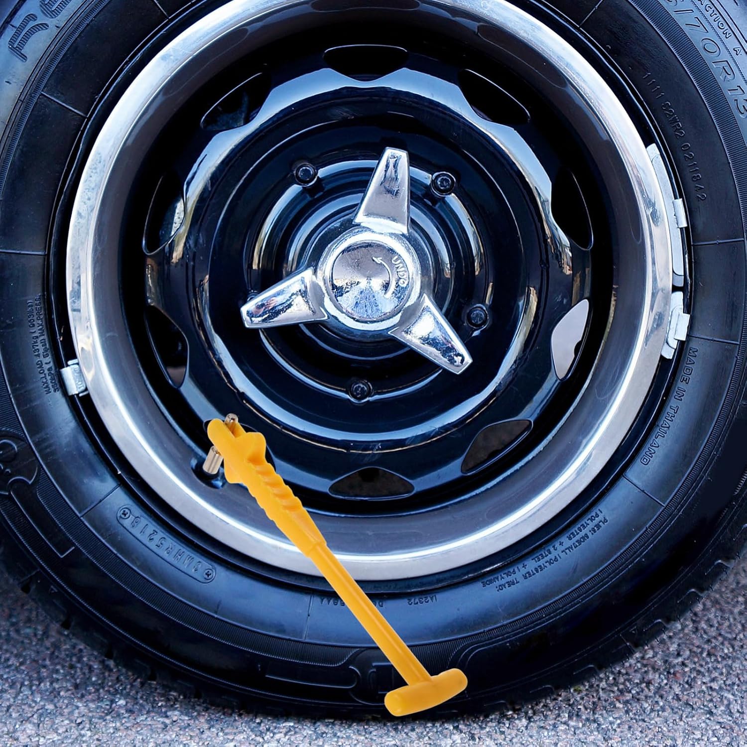 Ipetboom Tire Valve Stem Puller Tool with Installation Rod Auto Tire Repair Accessory for Car Wheels Sturdy Yellow Valve Stem Removal Tool