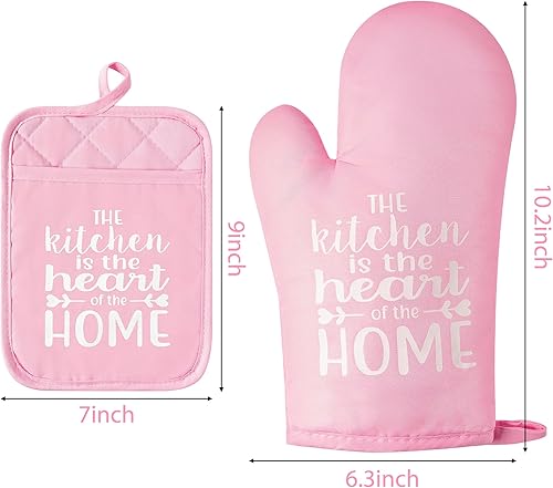 Miniatura 2 de GROBRO7 6Pcs Funny Oven Mitts Pot Holders The Kitchen is The Heart of The Home Heat Resistant Hot Pad Machine Washable Gloves with Hanging Loop
