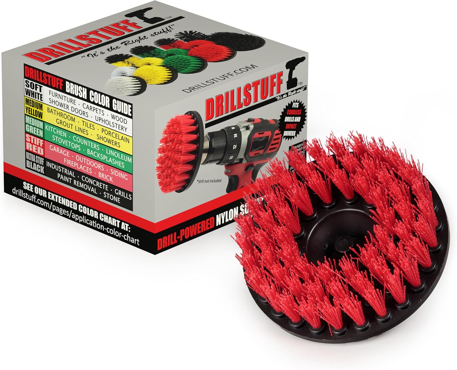 Outdoor Cleaning Brush – Patio, Deck, Concrete & Stone Scrubber – Red Nylon Bristles – Professional Grade & Versatile – 5 Inch Flat Head – Includes 1 Count