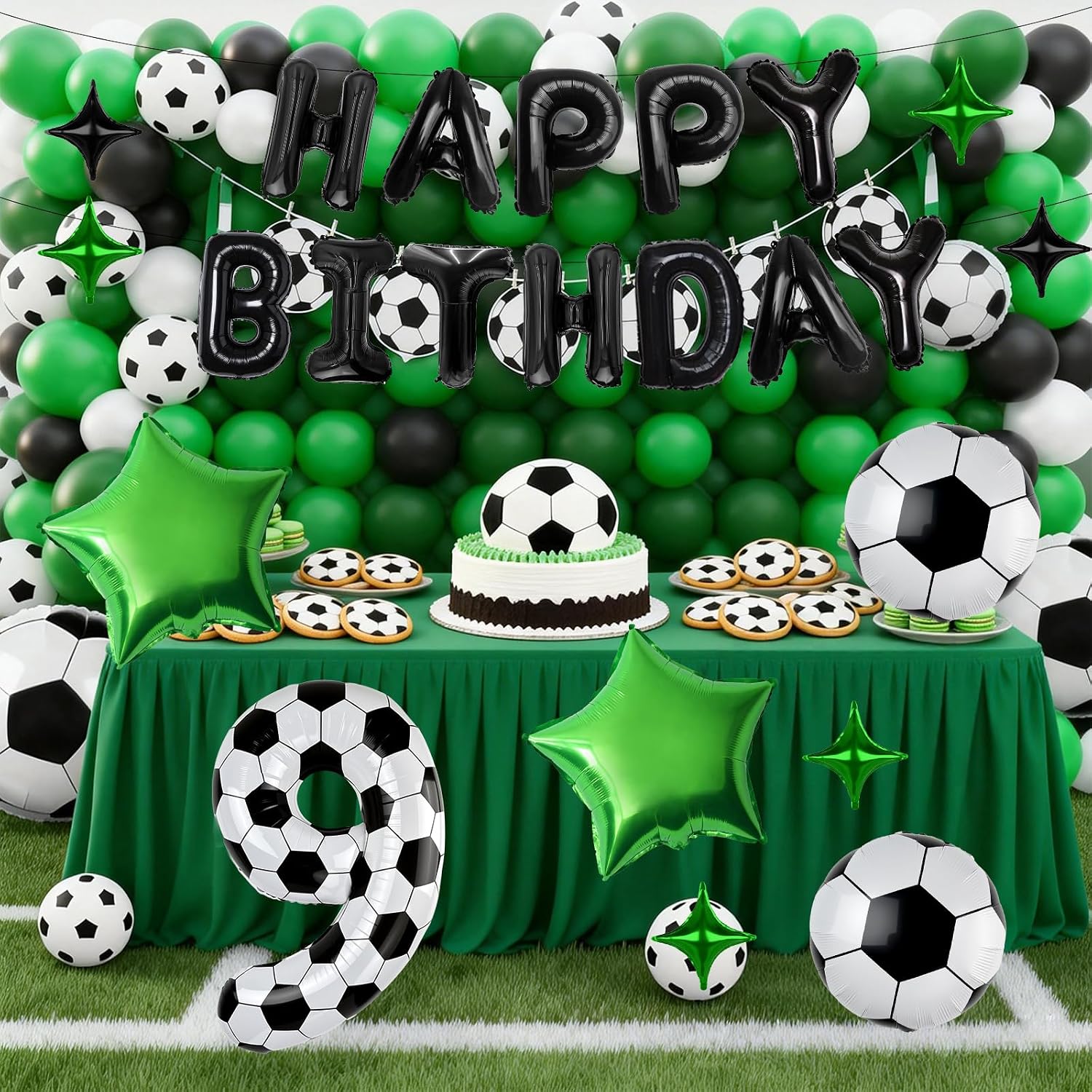 40 Inch Soccer Number 9 Balloon Set, Soccer Birthday Party Decorations image 3