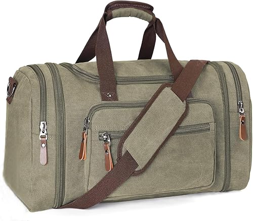 Sechunk Duffle Bag Canvas Large Outdoor Shoulder Bag Overnight Handbag