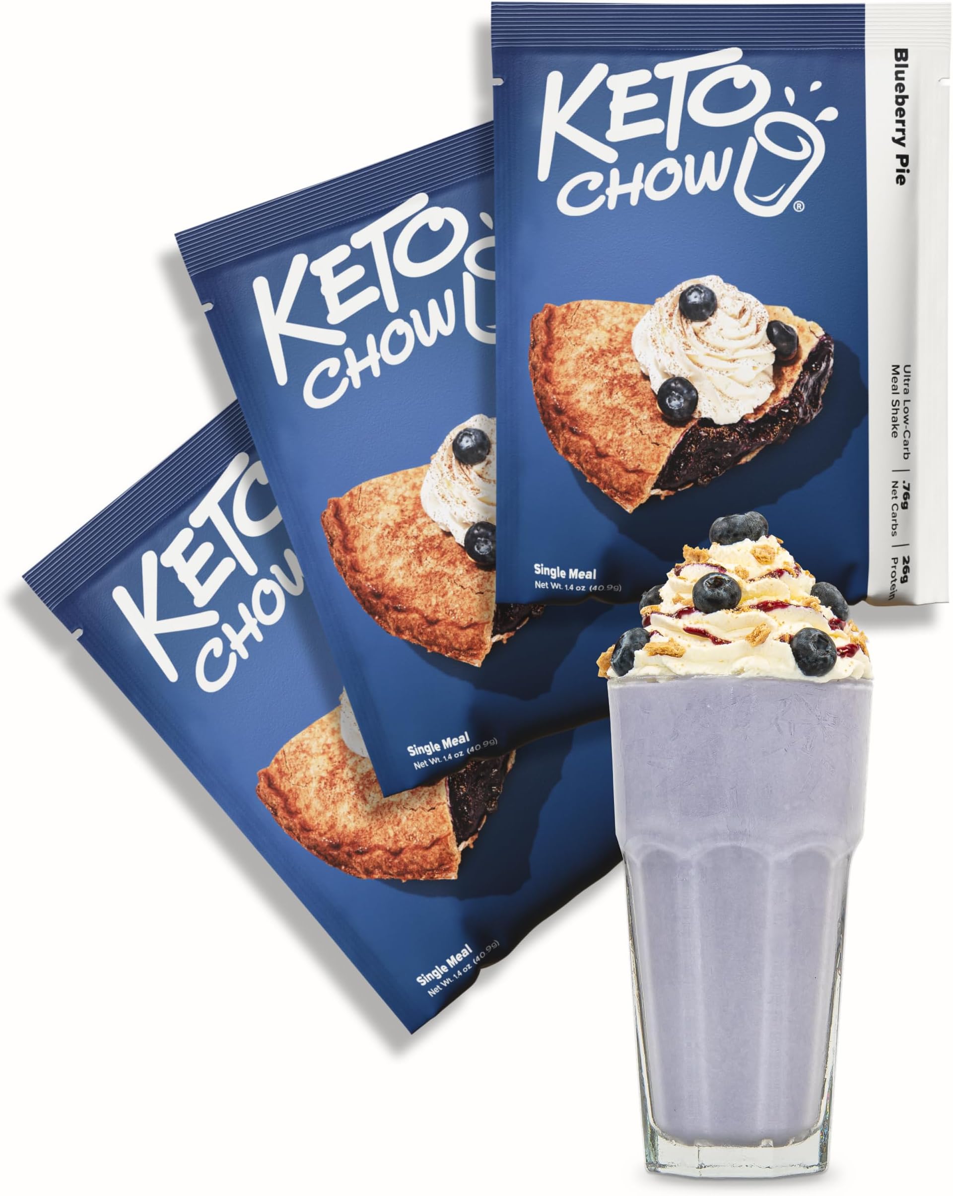 Keto Chow Blueberry Pie - Keto Meal Replacement Powder Shake - Nutritionally Complete - Low Carb - Easy And Delicious Meal Substitute - Rich In Protein, You Choose