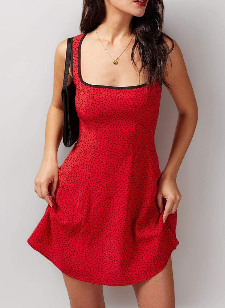 Owegvia Red Dresses for Women Elegant Square Neck Heart Print Sleeveless Mini Dress Sexy Red Dresses for Women Date Night (Red, S) : Amazon.co.uk: Fashion Owegvia Red Dresses for Women Elegant Square Neck Heart Print Sleeveless Mini Dress Sexy Red Dresses for Women Date Night (Red, S) : Amazon.co.uk: Fashion