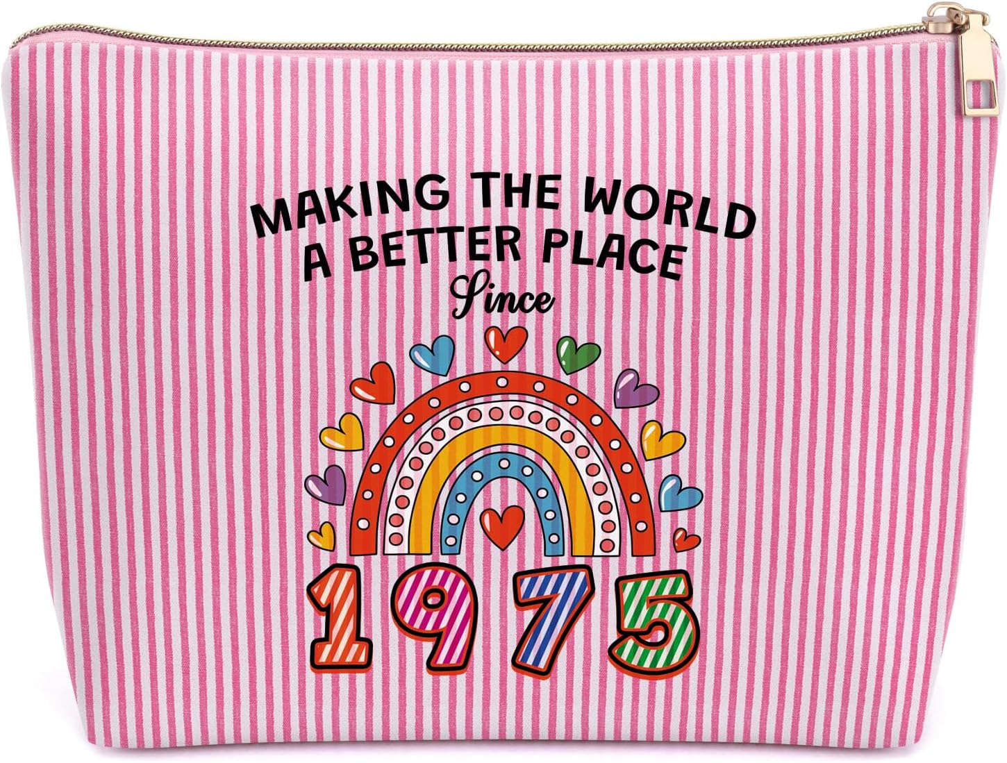 50th Birthday Gifts for Women Makeup Bag 1975 Birthday Gifts Ideas 50 Year Old Gift for Girls Female Travel Pouch Funny Gift for Mom Daughter Grandma Sister Friends Coworker Cosmetic Bag with Zipper