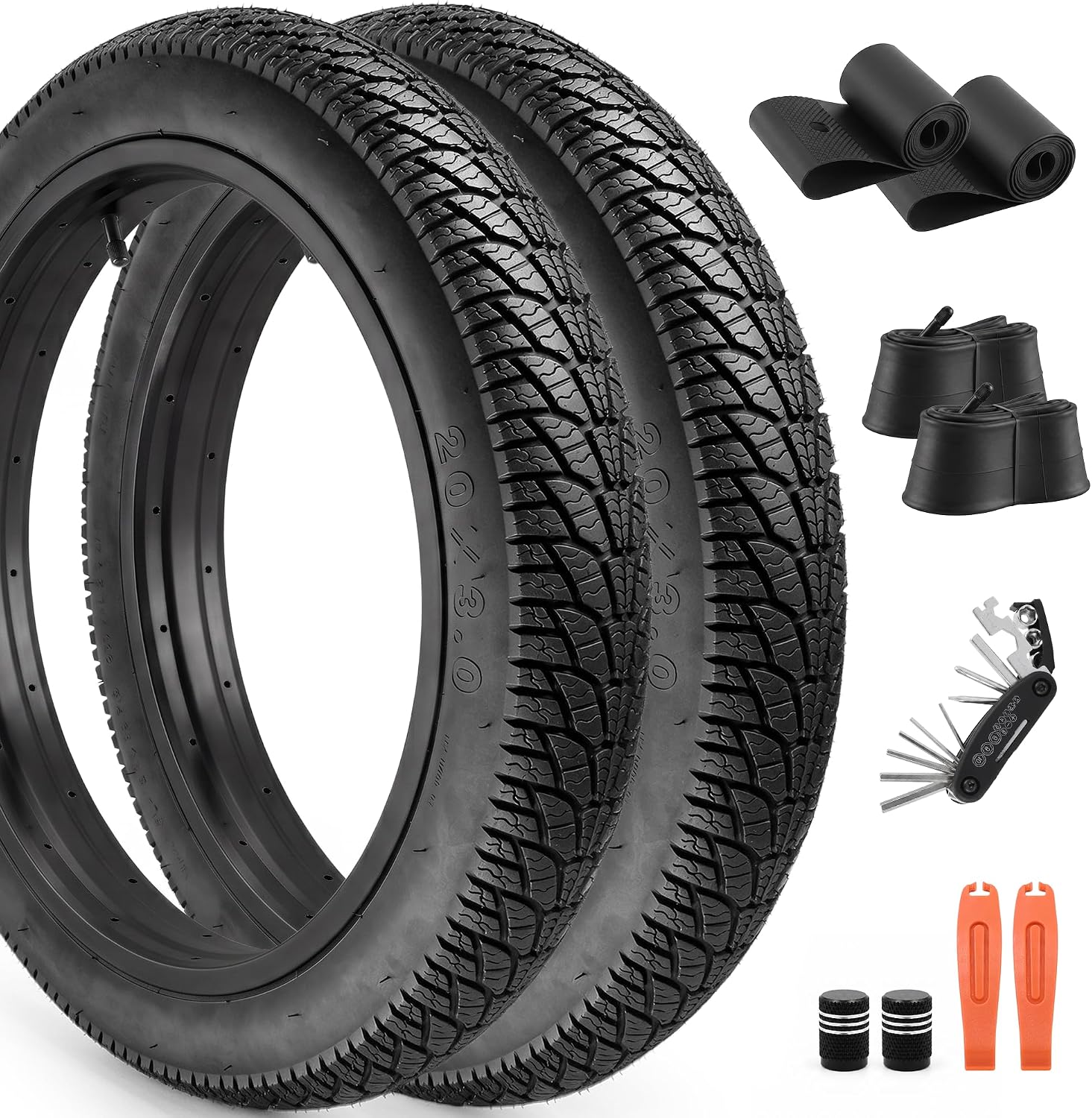 2 Pack 20x3 Fat Tire for E-Bike, 20 Inch Mountain Bike Tires & Tubes Set | Heavy Duty All-Terrain Directional Tread Tires with Puncture Resistant Design for MTB & Off-Road Riding