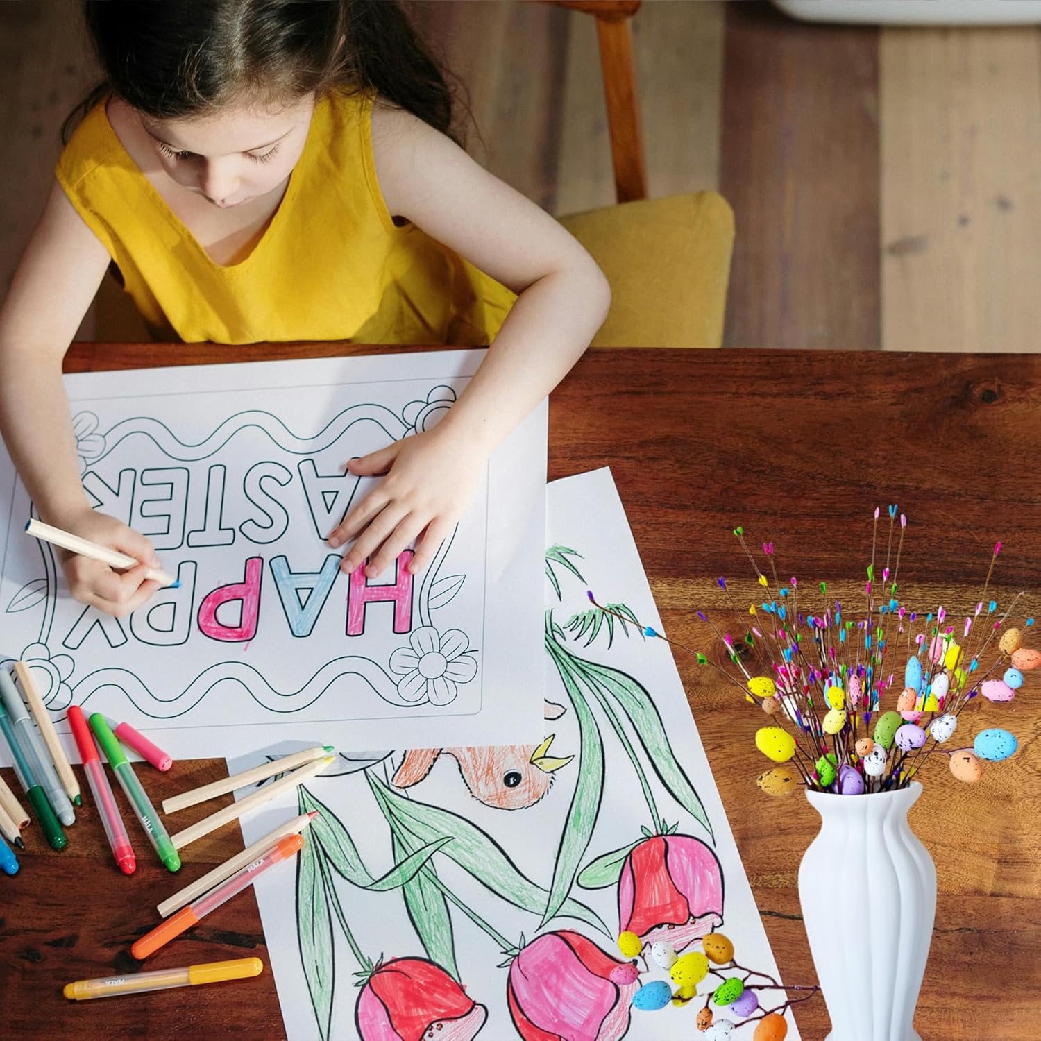 33pcs Artificial Easter Spray Vine with Pastel Easter Eggs and Berries - Decorative Spring Floral Stems - Easter Egg Twig Branches for Floral Arrangement - Centerpiece Wreath Decoration - Image 5