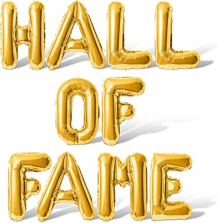 Letter Balloons - HALL OF FAME 16" Inch Alphabet Letters Foil Mylar Balloon Hall of Fame Induction Party Banner (Gold)